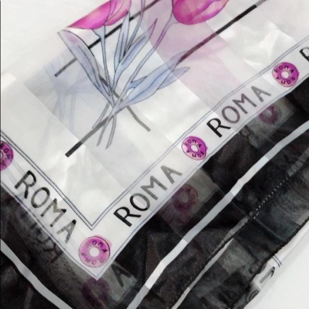Roma Square Purple Scarf Foulard Carré Rouge Italy
